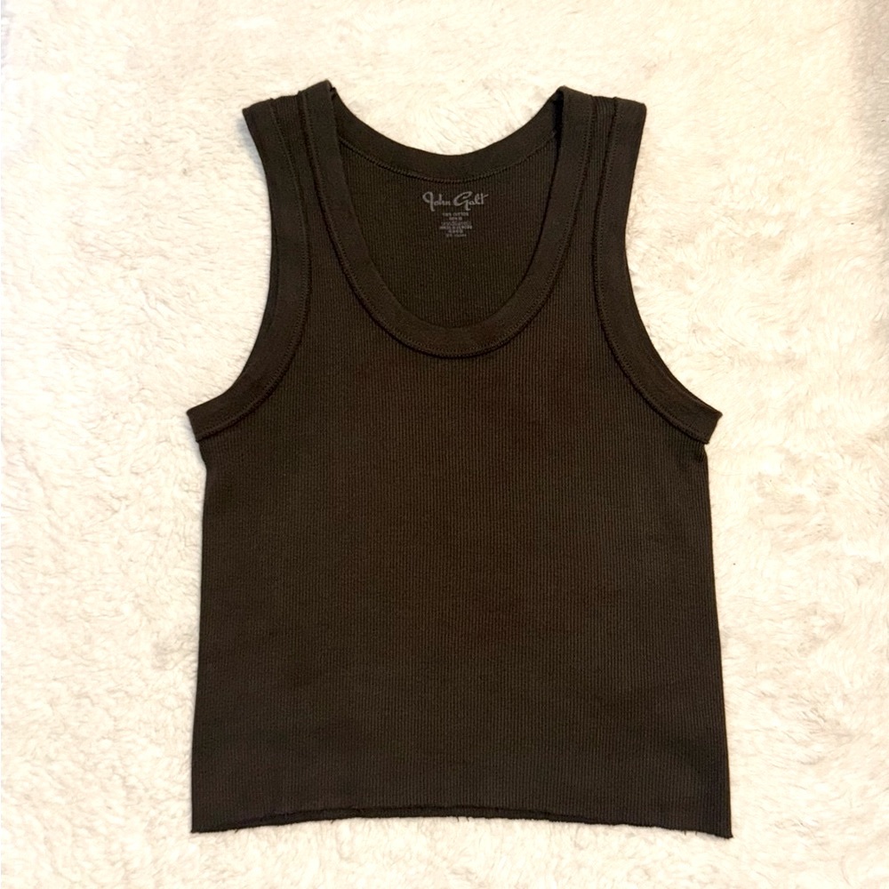 Brandy Melville Dark Brown Ribbed Sleeveless Tank Top - Picture 2 of 3